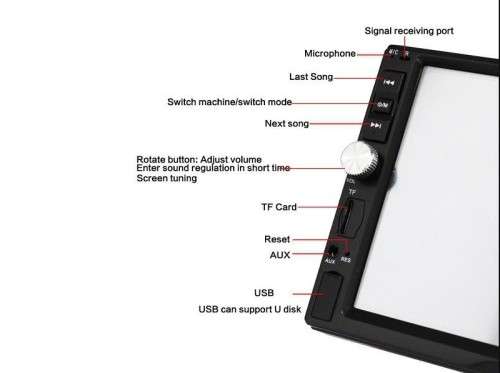 PERVOI CTC-7030 Car Radio 7` 2 DinHD Touch Screen with Camera USB AUX FM Bluetooth