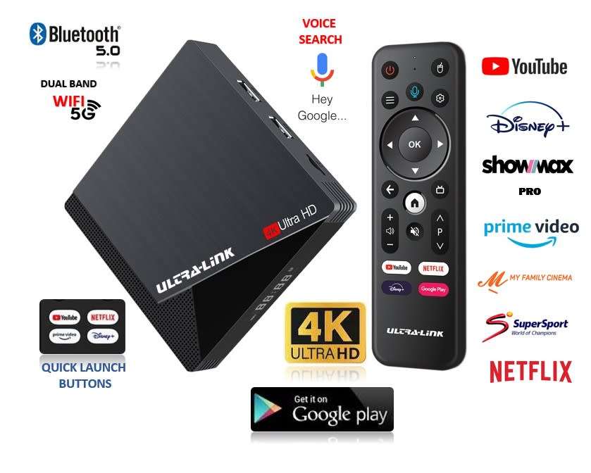 Ultra-Link 4K Ultra HD Android TV Box  8GB All Local apps compatible