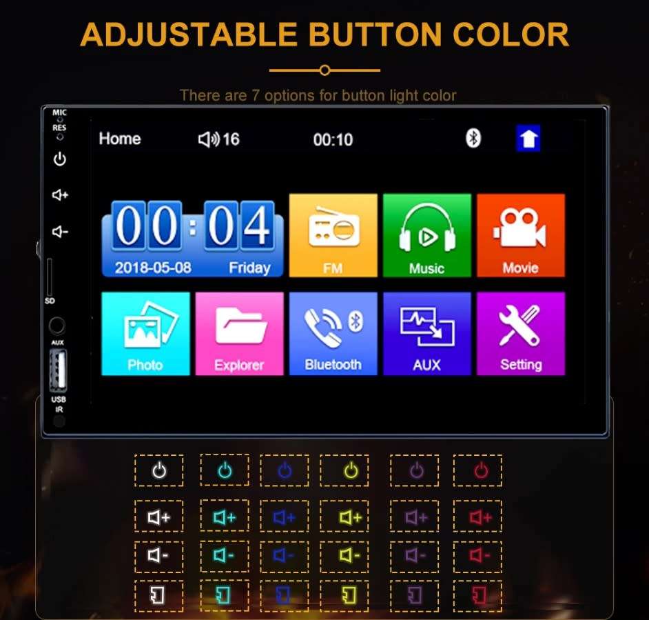 SOAK 7023D   7 Inch TFT FHD Touchscreen Radio. Mp3. Mp4. Mp5 Bluetooth 7LED Backlights 60w x 4