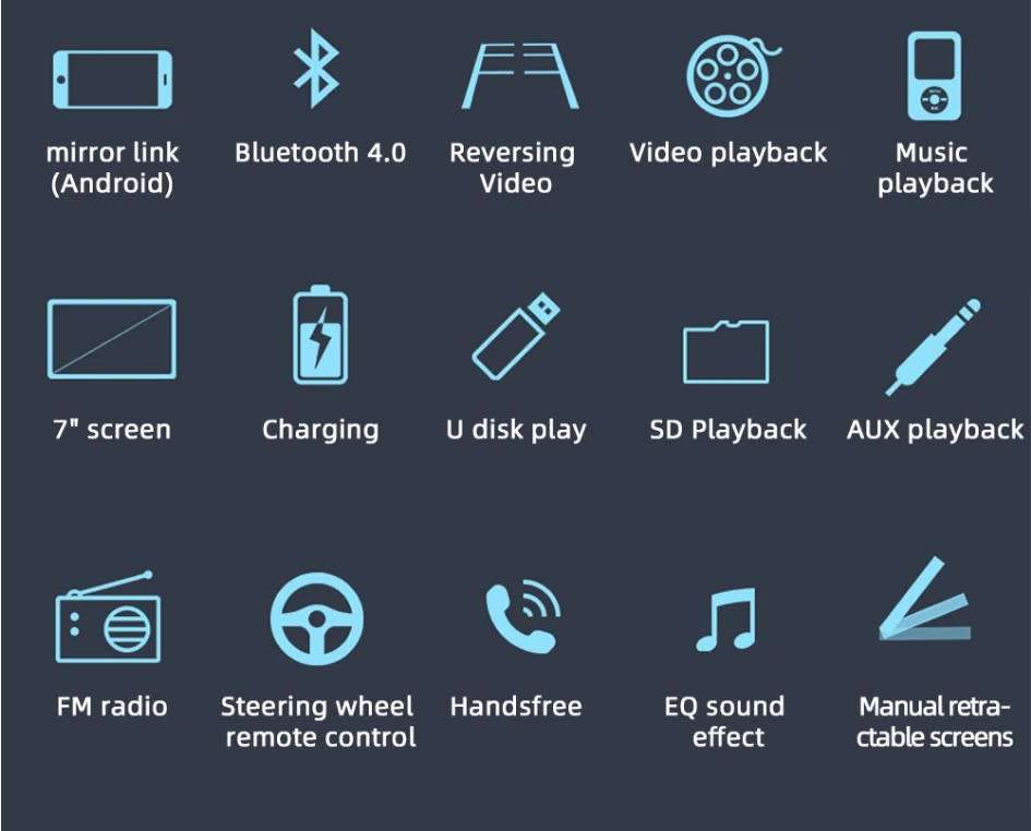 7 Inch Single BT Din BT MP5 Player with Touchscreen Car Stereo FM Radio android Mirror link