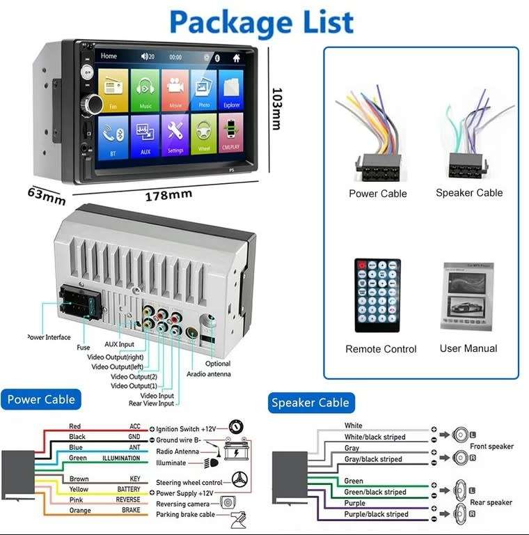 5011D &  7 Inch TFT HD Touchscreen Radio. Mp3. Mp4. Mp5 Bluetooth 7LED Backlights 60w