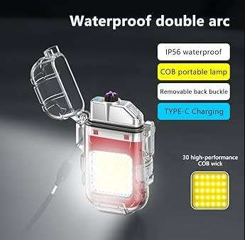 Flameless Plasma Electric Lighter Transparent Cool Windproof Lighter Rechargeable USB