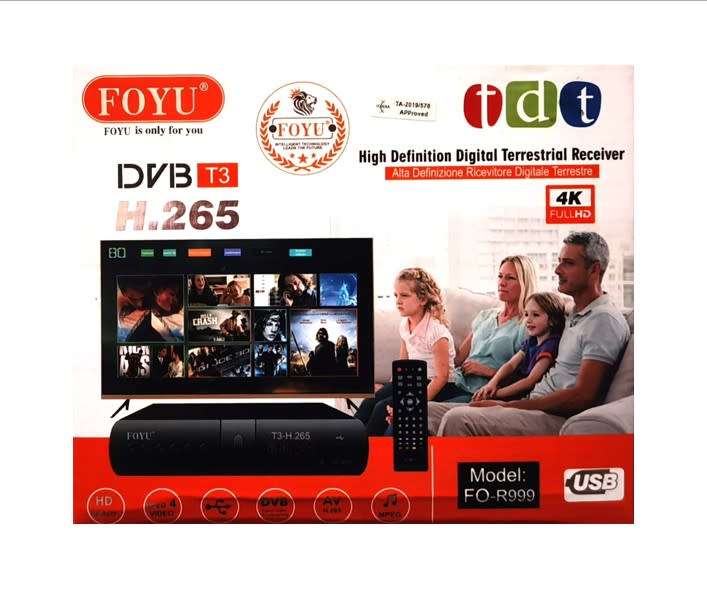 Free to Air Foyu Dvb-t2 tv tuner  tv box dvb t2 for digital tv receptor h.265  ac3 dvb