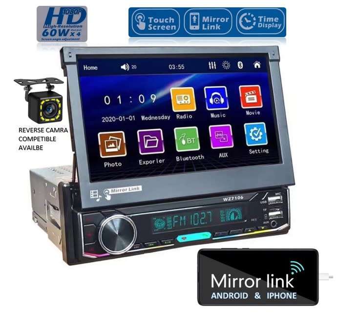 7 inch motorized touchscreen car multimedia head unit