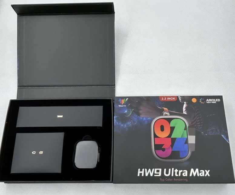 HW9 Ultra Max 2.2 Inch AMOLED Screen Smartwatch Black Strap Blood Press Bluetooth Call