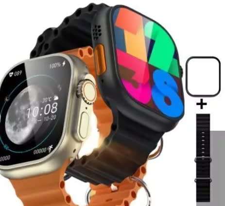 HW9 Ultra Max 2.2 Inch AMOLED Screen Smartwatch Black Strap Blood Press Bluetooth Call