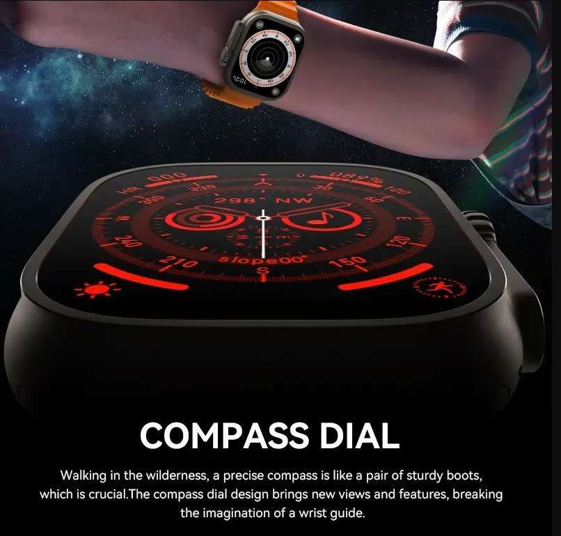 HW9 Ultra Max 2.2 Inch AMOLED Screen Smartwatch Black Strap Blood Press Bluetooth Call