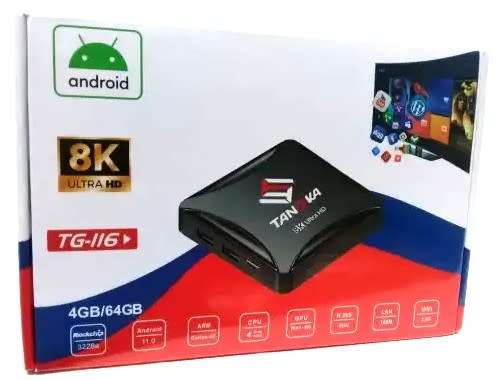 8K UHD Android TV BOX with 4GB Ram and 64GB storage.