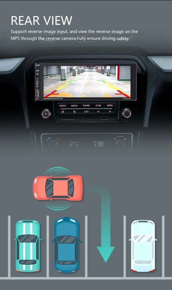 6.9 inch 1080p built in Carplay Android Auto MP5 Radio Touch screen Single Din