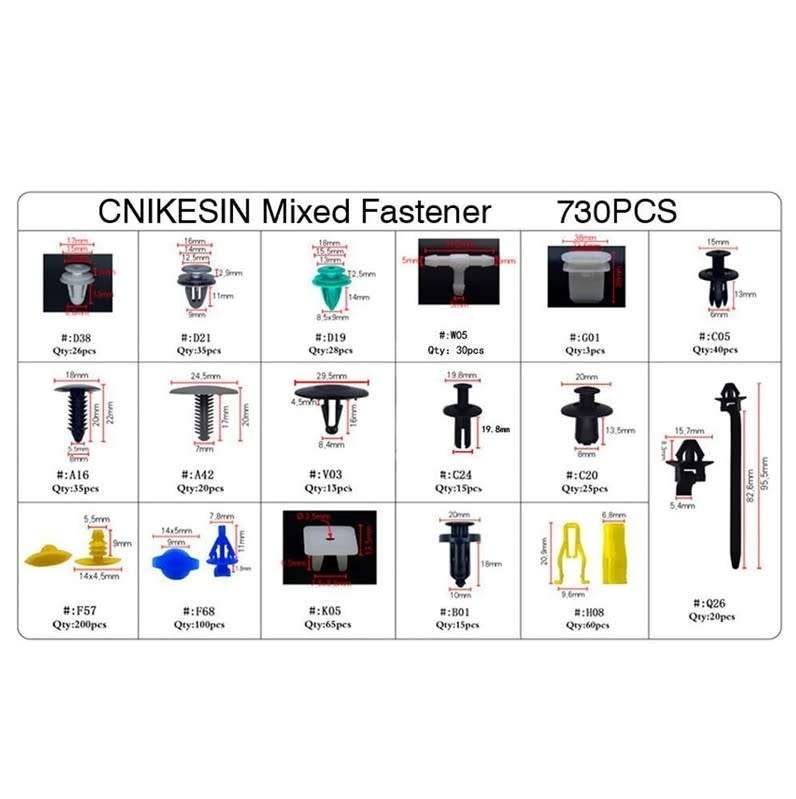 730Pc Car Auto Retainer Body Clips Kit Interior and Extirior
