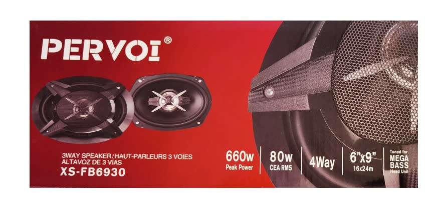 Pervoi 6x9` 4-way 600W Max 80W RMS Power Car Audio Speaker XS-FB6930-6