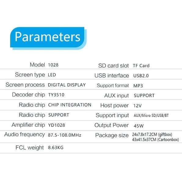 Fussion 1DIN car Radios Stereo Remote Control Digital Bluetooth Audio Music Stereo 12V Car Radio Mp3