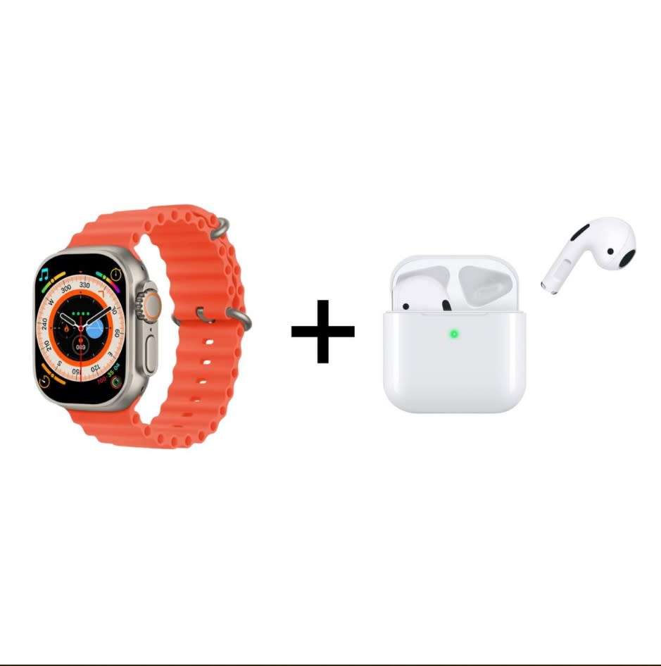 W8 Ultra with 2 Straps & TWS Earbuds, Zinc Alloy Body, Blood Oxygen, Heart Rate, Blood Pressure... W