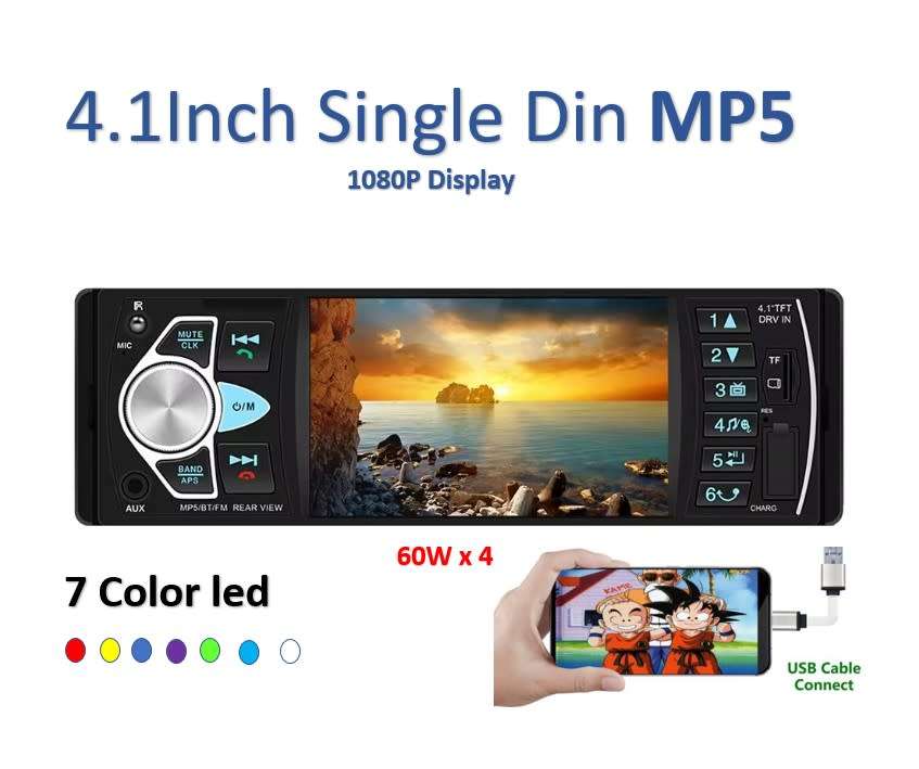 4.1 inch Tft HD Single Din Mp5 Car Radio Bluetooth Usb Aux
