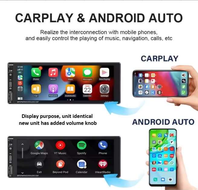 6.9 inch 1080p built in Carplay Android Auto MP5 Radio Touch screen Single Din