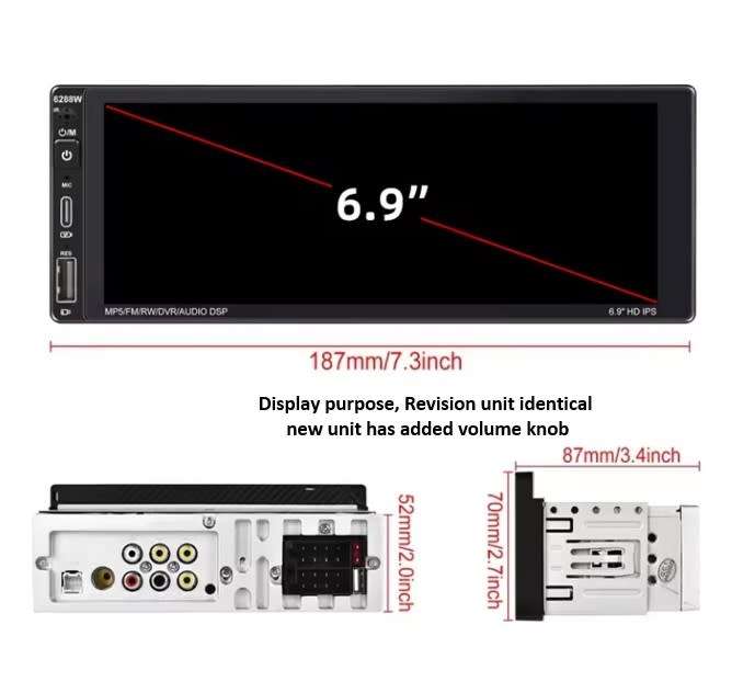 6.9 inch 1080p built in Carplay Android Auto MP5 Radio Touch screen Single Din