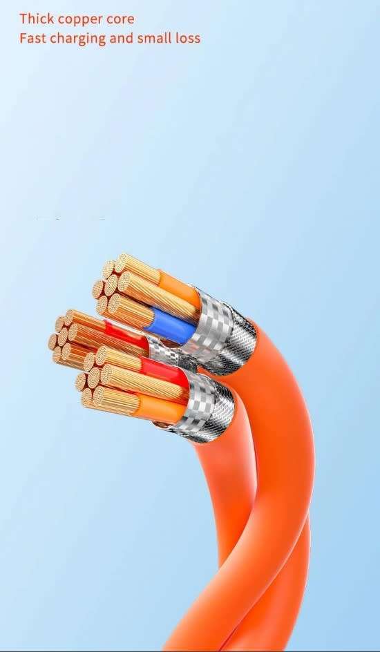 Olesson 3 in 1 Silicone Zinc Alloy Cable 120W Fast Charge Cable, Zinc Alloy One Drag Three