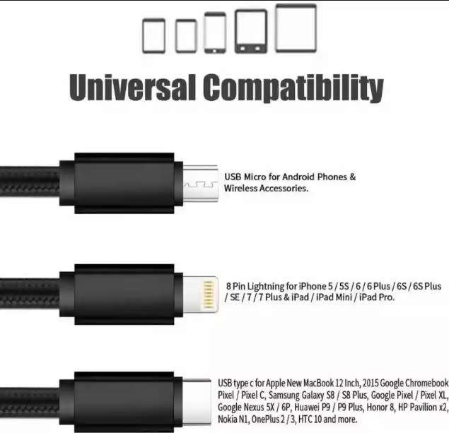Olesson Car Charger with 3-in-1 Charging Cable