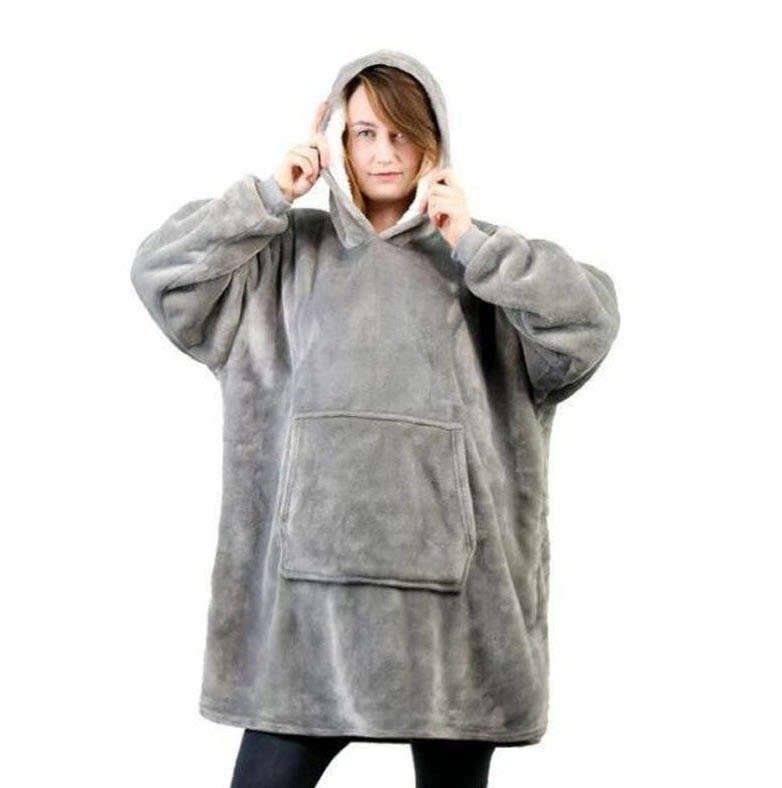 One Size Fits All, Ultra Plush Blanket, Huggie Hoodie, TV Blanket - Grey
