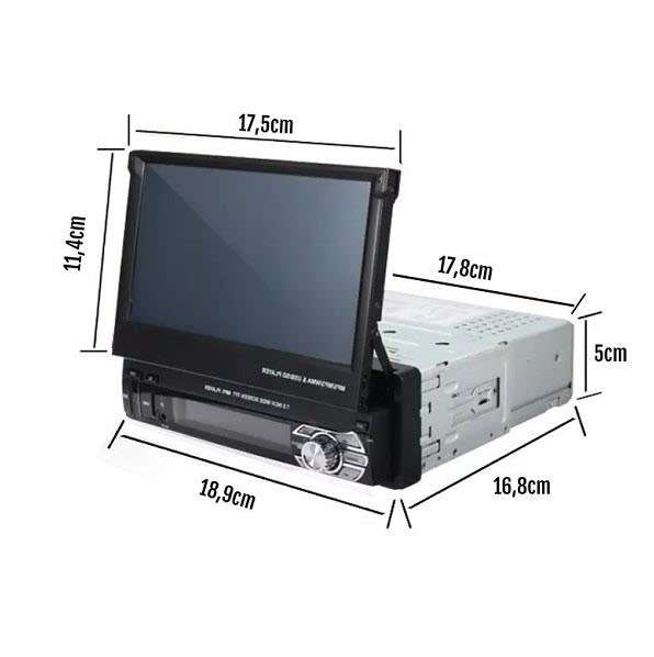 Pervoi 60watt x4 Universal 1DIN Car Audio System (Bluetooth/USB/AUX) with 7` Touch Screen