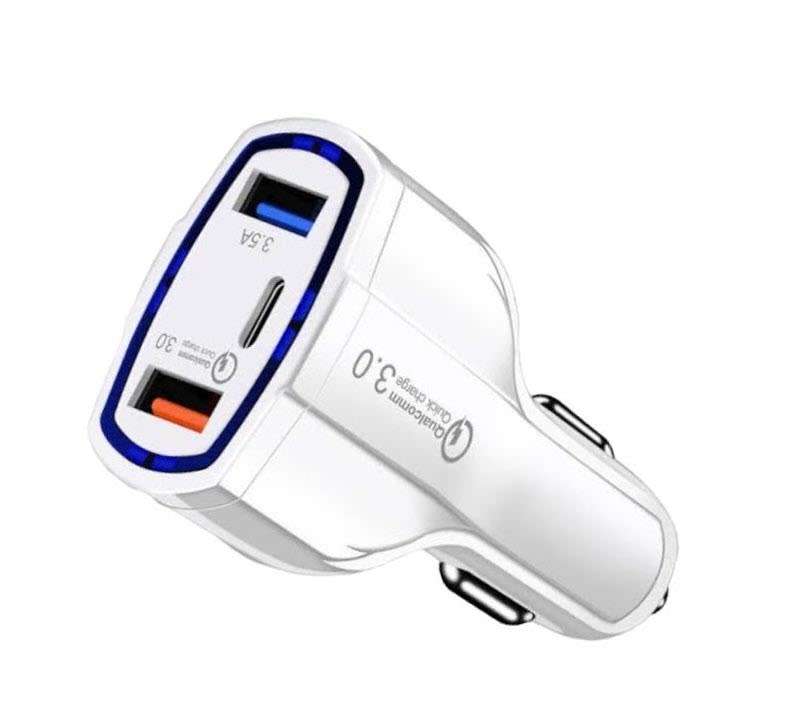 7A 3 Ports Car Charger Type C And USB Charger QC 3.0
