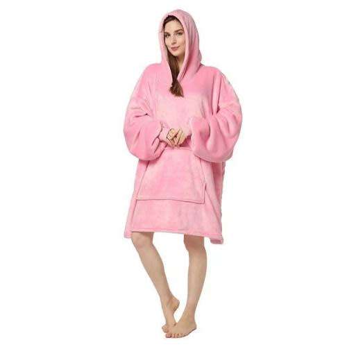 One Size Fits All, Ultra Plush Blanket, Huggie Hoodie, TV Blanket - Pink