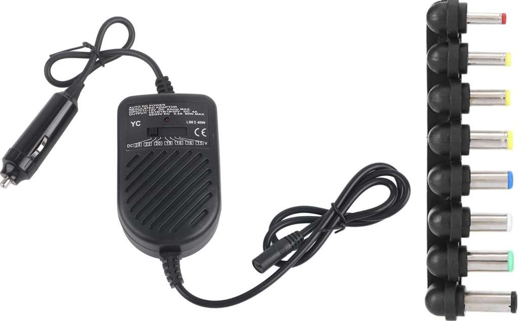 Universal Laptop ,80W DC Car Charger, DC Adapter 15-24V Adjustable Multifunction Power Supply