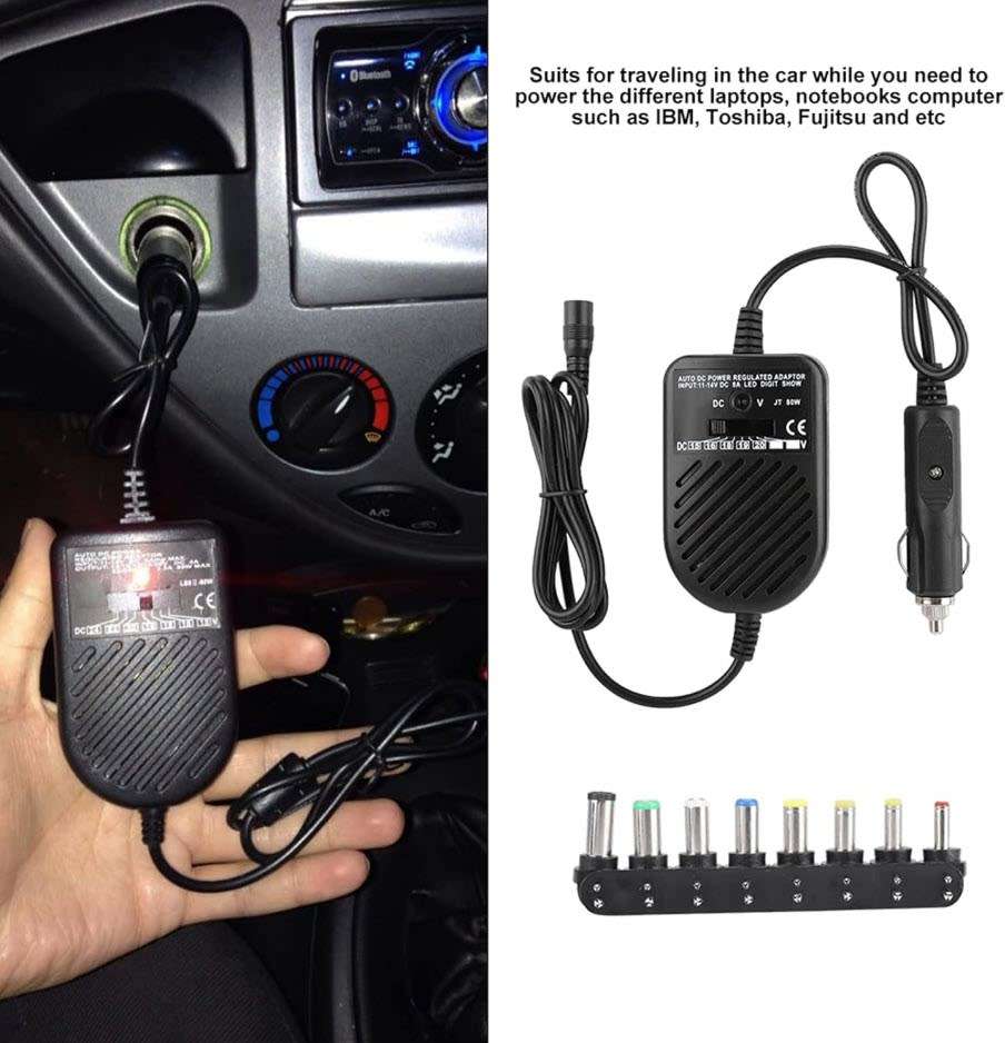 Universal Laptop ,80W DC Car Charger, DC Adapter 15-24V Adjustable Multifunction Power Supply