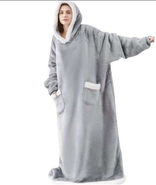 One Size Fits All, Ultra Plush Blanket, Huggie Hoodie, TV Blanket - Grey