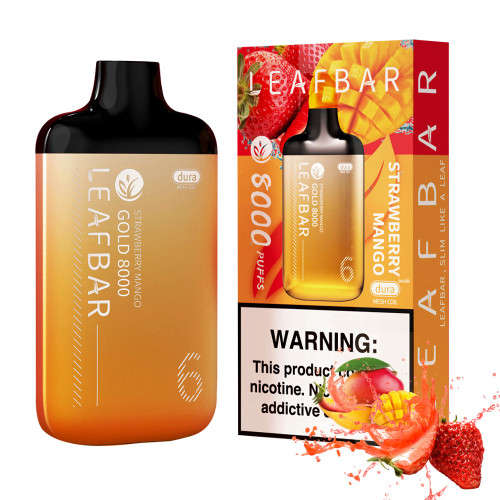 Leaf Bar Gold 8000 Puff Disposable Vape Device - Strawberry Mango 5%