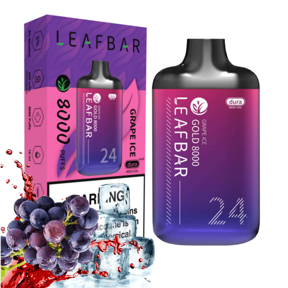 Leaf Bar Gold 8000 Puff Disposable Vape Device - Grape Ice 5%