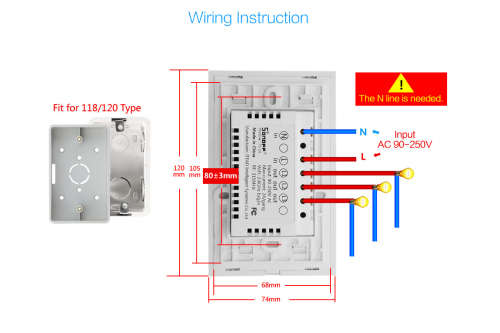 **Local Stock**  1 Way Sonoff Glass Panel Touch Wifi Light Wall Switch Touch LED Lights Switch Panel