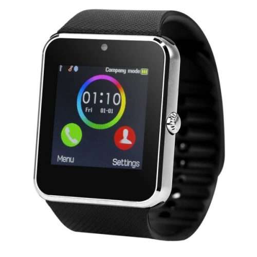 GT08 Smart Watch - Silver Face Black Band