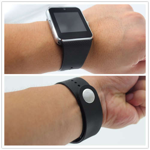 GT08 Smart Watch - Silver Face Black Band