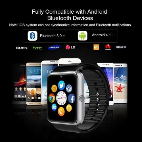 Silver & Black GT08 Smart Watch