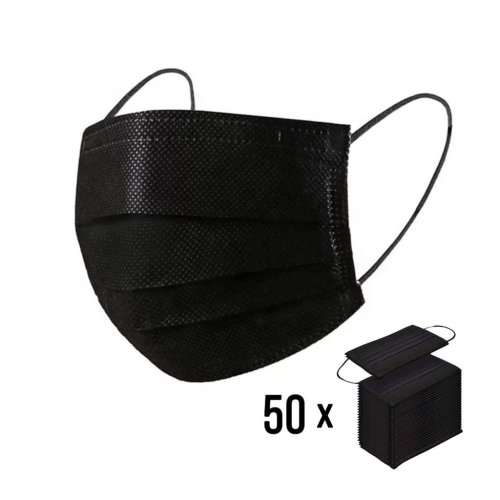 Black Face Masks - 50 Pack - Buy 1 Get 1 Free
