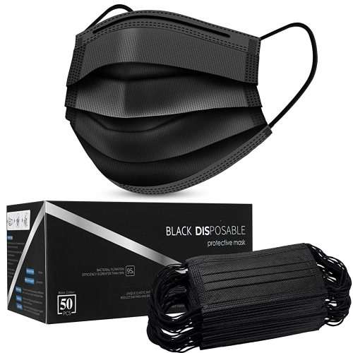 Black Face Masks - 50 Pack - Buy 1 Get 1 Free