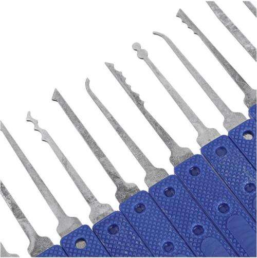 12 Piece Lock Pick Set with Tranparent Padlock (Blue Handles)