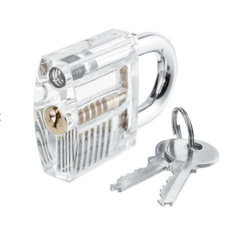 12 Piece Lock Pick Set with Tranparent Padlock (Blue Handles)