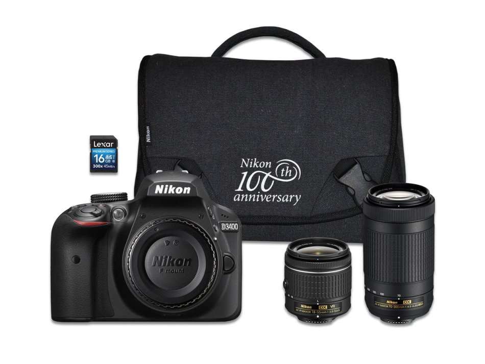 Nikon D3400 DSLR 24.4MP Twin Lens Seriously Huge Value Bundle (Lots of Extras Included).