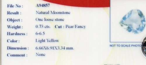 0.73Ct- Certified -Natural Pear shaped Moonstone