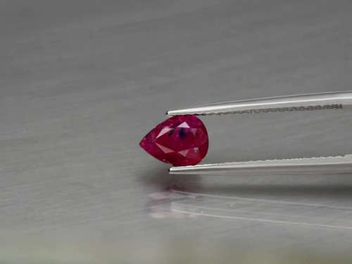 1.10ct- Certified- Purplish Red Ruby -Natural Pear shape - Unheated