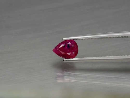 1.10ct- Certified- Purplish Red Ruby -Natural Pear shape - Unheated