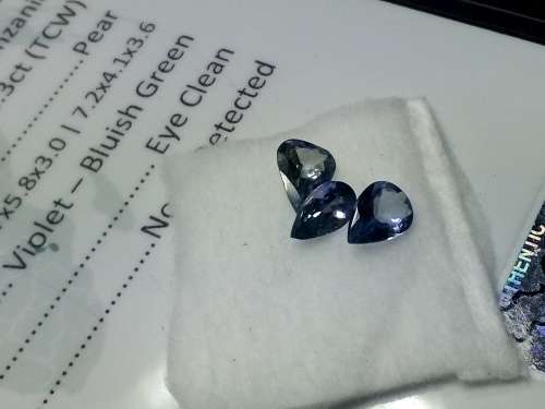 2.30Ct (TCW)TANZANITE**CERTIFIED*Violet Bluish Green Pear Cut