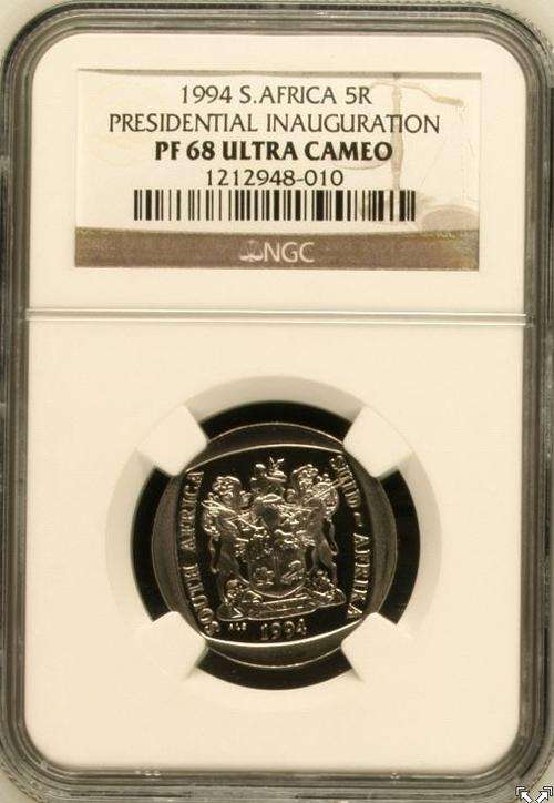 **BEAUTIFUL**PF68 UC**RSA 1994 INAUGURATION NGC GRADED PF68 ULTRA CAMEO COIN!! VERY RARE!!!