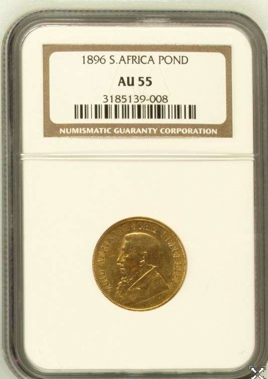 1896 ZAR Gold Pond NGC Graded AU55 | Hern's Price UNC is R75 000
