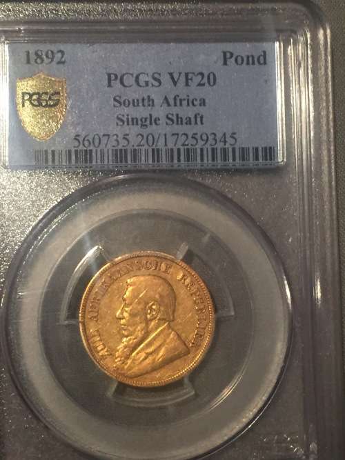 1892 Single Shaft pond PCGS VF20 Rare Coin
