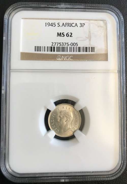 1945 union three pence NGC MS62.