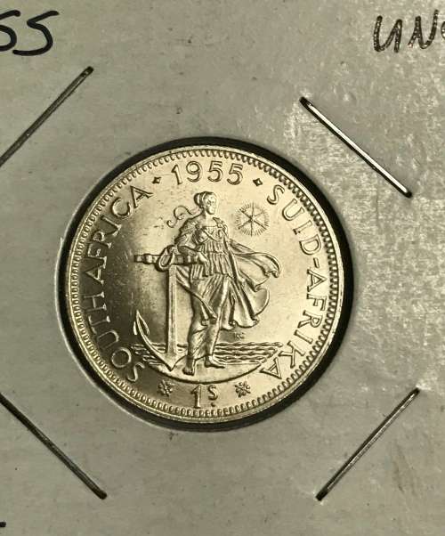 1955 union one shilling brilliant uncirculated