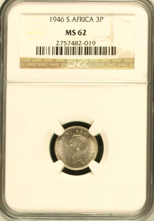 1946 three pence NGC MS62
